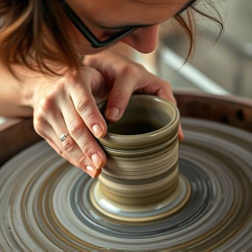 Un artigiano esperto che lavora con cura su un pezzo di ceramica, nel corto-documentario 'Le Mani che Creano'